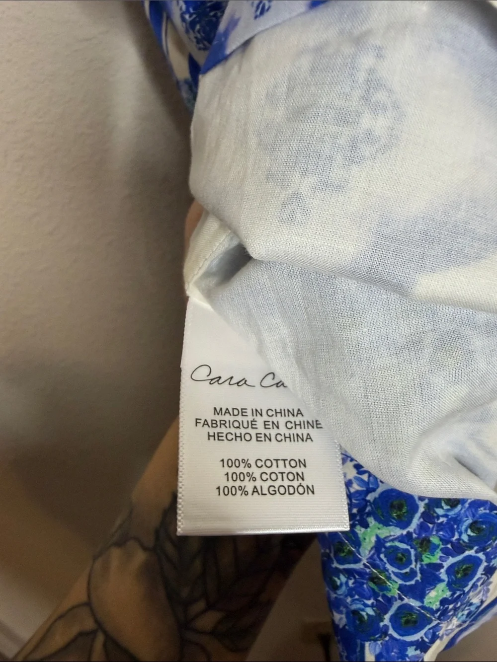 Cara Cara | Women’s Puff Sleeve Kelly Blue Mosaic Poplin Size Medium